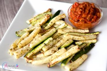 Baked Zucchini Fries with Salsa Sauce